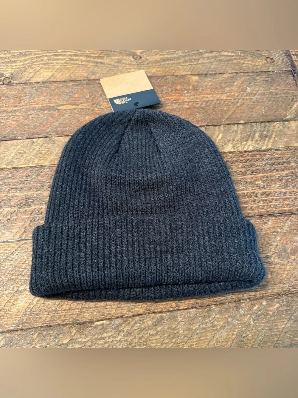 Brand New The North Face Black Beanie with White 'on' Graphic
